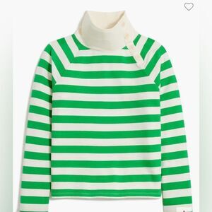 J‎ Crew Women's Plus Size Green Striped Sweatshirt Cotton 2X